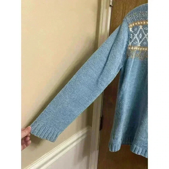 Vintage Cherokee Turtleneck Sweater in Blue With Patterns Buttery Soft Size L - Picture 6 of 15